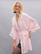Женский халат Signature Satin Short Piped Robe Victoria's Secret, розовый в полоску, размер М - изображение 3