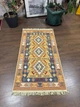 Двосторонній бавовняний килим 60x90 см з гуцульським візерунком оранжево-синій - зображення 2