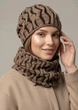 В’язаний комплект для жінок 2 в 1 із шапкою біні та снудом INNOE 950649-1 Капучино - изображение 4