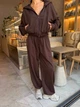 Жіночий однотонний костюм-трійка (корсет+кофта+штани) Uaclothes 42 Коричневий (like39476-199151360) - изображение 4