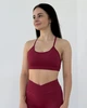 Женский спортивный топ линии V-Shape с вынимающимися чашечками дышащая ткань для активных тренировок Бордовый L (TV6L) - изображение 1