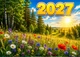 Календарь настенный квартальный на 2027 год на три пружины, Apriori , Лес , Цветы , Природа , 29,7х61см - изображение 2