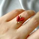 Серебряное кольцо 925 пробы с золотыми пластинами 375 пробы с кораллом 17,5 размер - изображение 4
