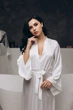 Женский изысканный шелковый халатик для невесты белый XXL - изображение 2