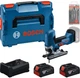 Zestaw narzędzi akumulatorowa wyrzynarka Bosch Professional GST 18V-LI B + 2x akumulator 5.0 Ah + szybka ładowarka + zestaw brzeszczotów w walizce L-BOXX (4053423901399) - obraz 2