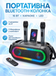 Портативна Bluetooth-колонка 16 Вт з 2 мікрофонами, караоке, LED-підсвіткою, TWS, FM-радіо, USB, TF, AUX, 2 динаміки 4″, акумулятор 3600 мА·год - зображення 1