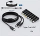 Кабель розгалужувач 2в1 для роутера с триггером PD 12V Type-C на 2×DC 5.5×2.5 (Max 36W, 3A) 1м. + 8 перехідників - зображення 1