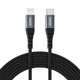 Кабель для передачи данных Choetech IP0041-BK, USB Type-C to Lightning, 2 м, PD MFi, в нейлоновой оплетке, черный - изображение 1