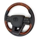 Руль для Toyota Land Cruiser 100, Prado 120. В стиле LC300. Коричневое дерево. Подушка из кожи - черный логотип. В сборе. - изображение 1
