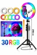 Набор блогера LED лампа RGB MJ-30 30 см + штатив 2.1м + держатель для телефона для фото и видео - изображение 1