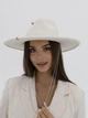 Шляпа федора с полями 9 см D.Hats с цепью цвет молочный - изображение 1