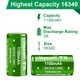 Аккумулятор 16340/CR123 Li-Ion Vapcell T11 Button Top, 1100mAh, 3A, 4.2/3.6/2.5V, Green - изображение 3