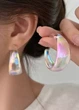 Серьги женские прозрачные полукольца хамелеоны Fashion Jewelry Белые 18041 - изображение 4