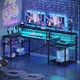 Компьютерный стол BESTIER, для геймеров с LED-подсветкой, черный - изображение 4