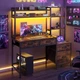 Компьютерный стол YITAHOME, для геймеров с LED-подсветкой, коричневый - изображение 4
