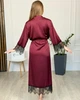 Халат женский длинный шелковый с кружевом Бордовый Maybel S 524/1 (3702_1) - изображение 6