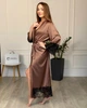 Халат женский длинный шелковый с кружевом Шоколадный Maybel 3XL 524/1 (3703_6) - изображение 5