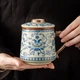 Чашка для чаю Jinxiangyu з імітацією династії Сун Ru Kiln, керамічна з фільтром для води, кухоль, для домашнього використання на День вчителя, звивиста лоза синього та білого кольору - изображение 4