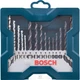 Набор сверл BOSCH с круглым хвостовиком для работы по металлу, кирпичной кладке и дереву, 15 штук, самоцентрирующиеся сверла. - изображение 3