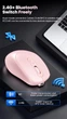 Беспроводная двухрежимная мыша Bluetooth аккумуляторная с зарядной базой, тихая, розовая - изображение 3