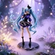 Коллекционная аниме-фигурка Hatsune Miku в образе Kuromi 20 см ПВХ статуэтка на подставке для декора рабочего стола и пополнения виртуальной коллекции - изображение 6