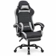 Геймерское кресло DEXON EVI RD-6072 с подставкой для ног, из экокожи, металлическая крестовина, Черно-серый - изображение 1