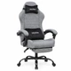 Геймерское кресло DEXON VELARIS RD-6072 с подставкой для ног, из льняной ткани + мягкие подушки из велюра, металлическая крестовина, Серый - изображение 1