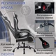 Геймерское кресло DEXON EVI RD-6072 с подставкой для ног, из экокожи, металлическая крестовина, Черно-серый - изображение 5