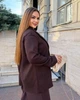 Пиджак женский удлиненный из кашемира в елочку на пуговицах с рабочими карманами без подкладки G&M k-132759 58-60 Размер цвет Шоколад - изображение 4