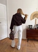 Тренч женский укороченный оверсайз из коттона на подкладке с молнией и объёмными рукавами G&M k-132921 42-46 Размер цвет шоколад - изображение 4