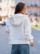 Оверсайз зип толстовка из трикотажа на флисе с капюшоном ISSA PLUS 15895 3XL молочная (issa2007682861910) - изображение 3