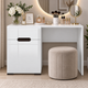 Туалетний столик з тумбою ВМК Амелія TOL1D1S/4/11 у спальню 110х41х75 см Білий/Білий глянець - зображення 1