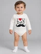 Детское боди для мальчика молочное с длинным рукавом с надписью I Love You Dad (1857) 80-86 см - изображение 1