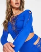 Укорочений топ ASOS DESIGN з довгими рукавами та драбинкою Синій UK12/M 119158642 - зображення 4