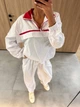Женский спортивный костюм из плащевки (худи + штаны) / Белый 44-46 / BASED 0145711 - изображение 9