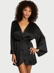 Халат Victoria's Secret Satin Short Robe Black M/L Чорний (27178925D) - зображення 1