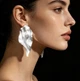 Сережки Великі акцентні листя jewelry Сріблясті - зображення 2