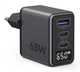 Мережевий зарядний пристрій GaN 65W PD QC4.0 швидка зарядка з цифровим дисплеєм для Apple iPhone iPad MacBook Samsung Xiaomi юсб блок адаптер живлення для айфона самсунга ноутбука телефона планшета з кабелем 2 Type C + USB Темно-сірий - зображення 8