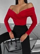 Жіночий боді з драпіруванням 1119, червоний, one size - зображення 5