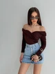 Жіночий боді з драпіруванням 1119, шоколадний, one size - зображення 3