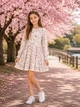 Сукня з квітковим принтом та рюшами Kiddo білий 152 см - зображення 2