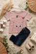 Футболка "Good Memories" с котенком Kiddo пудровый 122 см - изображение 3