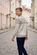 Свитер с геометрическим узором и бежевыми манжетами Kiddo Серо-бежевый 164 см - изображение 2