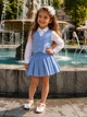 Комплект для девочки «Sky Shine» – жилетка и юбочка Kiddo голубой 104 см - изображение 1