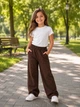 Штани для дівчинки SOFT GLAM PANTS (з камінчиками) Kiddo Шоколадний розмір 116 (KIDDO-8E9BC0D76603421999DDE9E965D9BE7D) - зображення 1