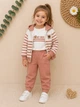 Костюм-тройка для девочки MY BEST Kiddo пудровый 110 см - изображение 1