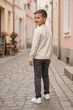 Кофта молочная поло с рельефным узором Kiddo молочный 146 см - изображение 2