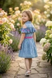 Платье джинсовое с открытой линией плеч и розовой вышивкой Kiddo голубой 122 см - изображение 2