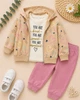 Костюм-тройка для девочки YOU ARE Kiddo Сливово-бежевый 92 см - изображение 3