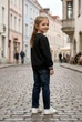 Кофта черная с вышивкой и карманом-кенгуру для девочки Kiddo черный 128 см - изображение 2